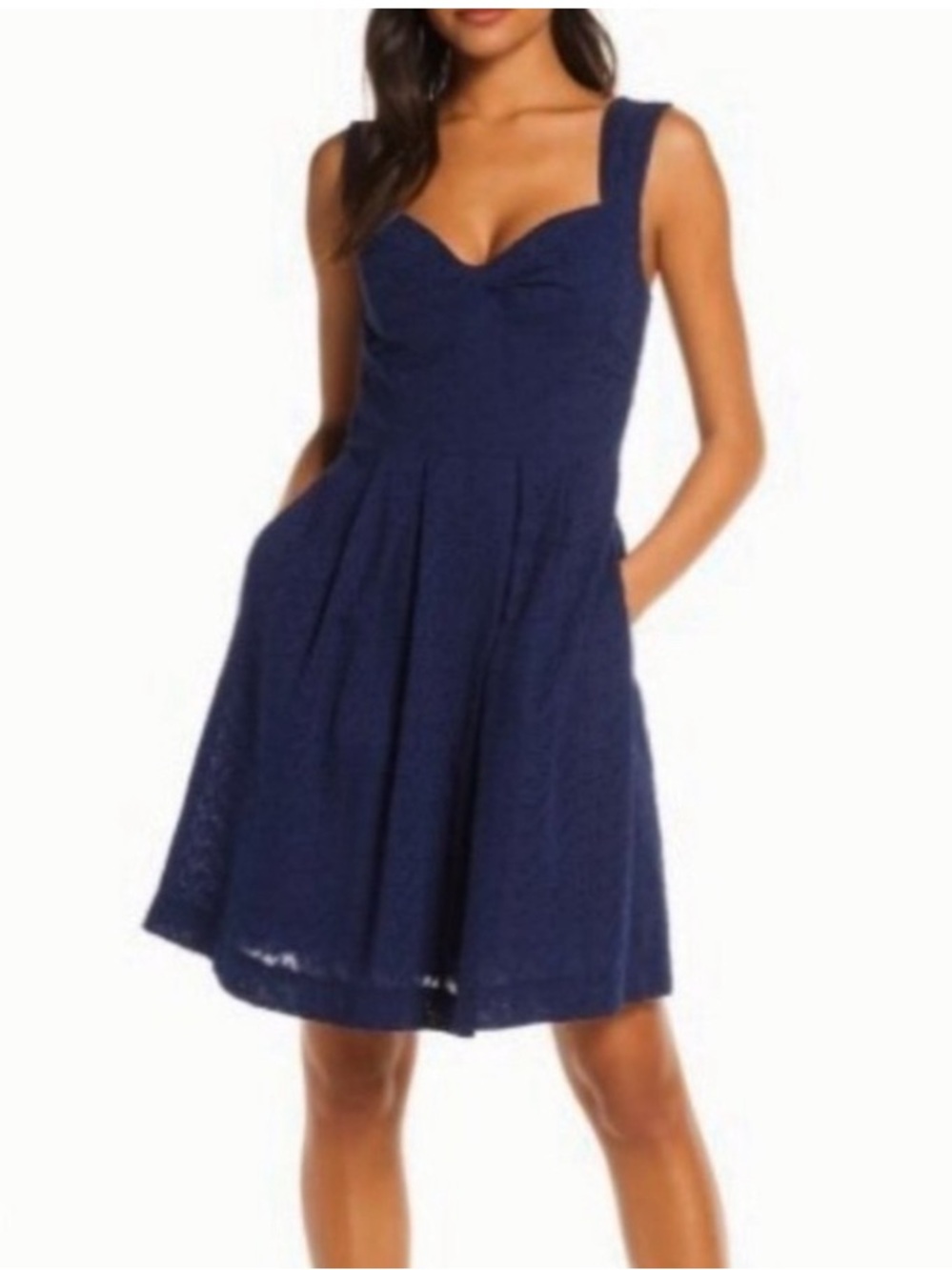 NWT Lilly Pulitzer Cyndi Dress Navy Pleated Eyelet